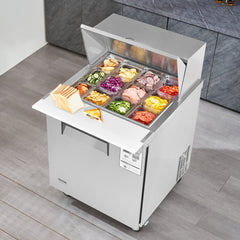 VEVOR 28" Commercial Refrigerator Sandwich & Salad Prep Table, 7.4 Cu. Ft Stainless Steel Refrigerated Food Prep