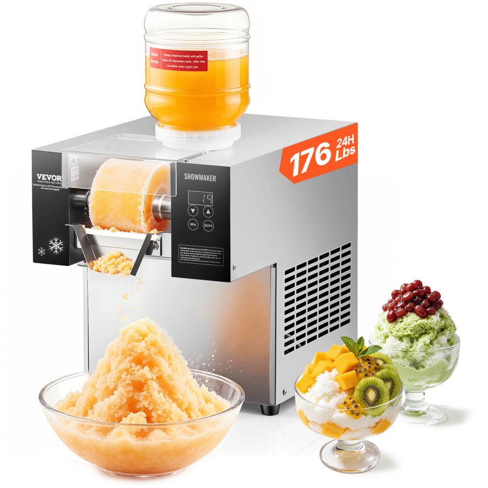 VEVOR Commercial Snowflake Ice Machine, 176.4LBS/24H Snowflake Ice Maker, Stainless Steel Ice Shaver Machine, Electric
