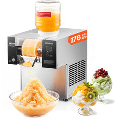 VEVOR Commercial Snowflake Ice Machine, 176.4LBS/24H Snowflake Ice Maker, Stainless Steel Ice Shaver Machine, Electric