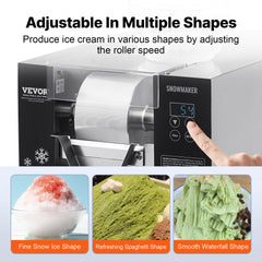 VEVOR Commercial Snowflake Ice Machine, 176.4LBS/24H Snowflake Ice Maker, Stainless Steel Ice Shaver Machine, Electric