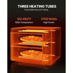 VEVOR Commercial Pizza Oven Countertop, 16-Inch Double Deck Layers, Stainless Steel Electric Pizza Oven with Stone and