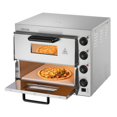 VEVOR Commercial Pizza Oven Countertop, 16-Inch Double Deck Layers, Stainless Steel Electric Pizza Oven with Stone and