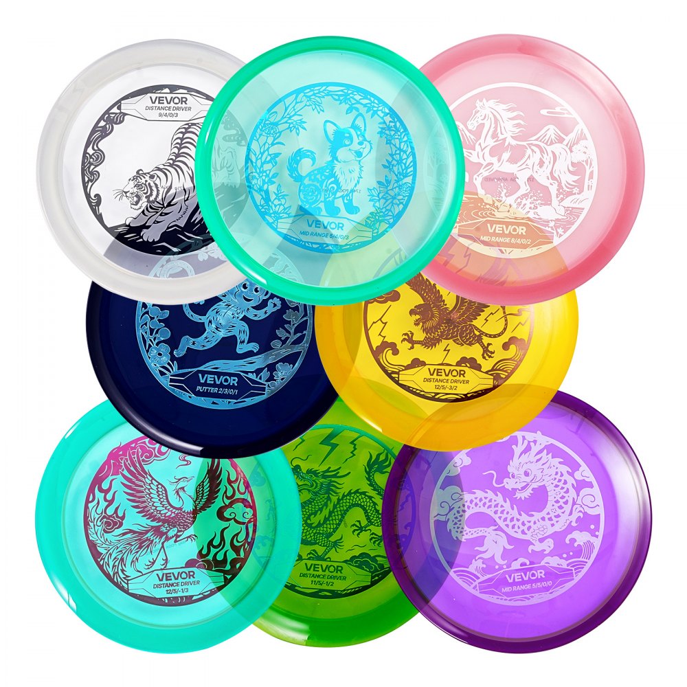 VEVOR Disc Golf Set, 8 Pack Disc Golf Starter Set, Beginners Flying Discs for Full-Body Strength Training, with Putter