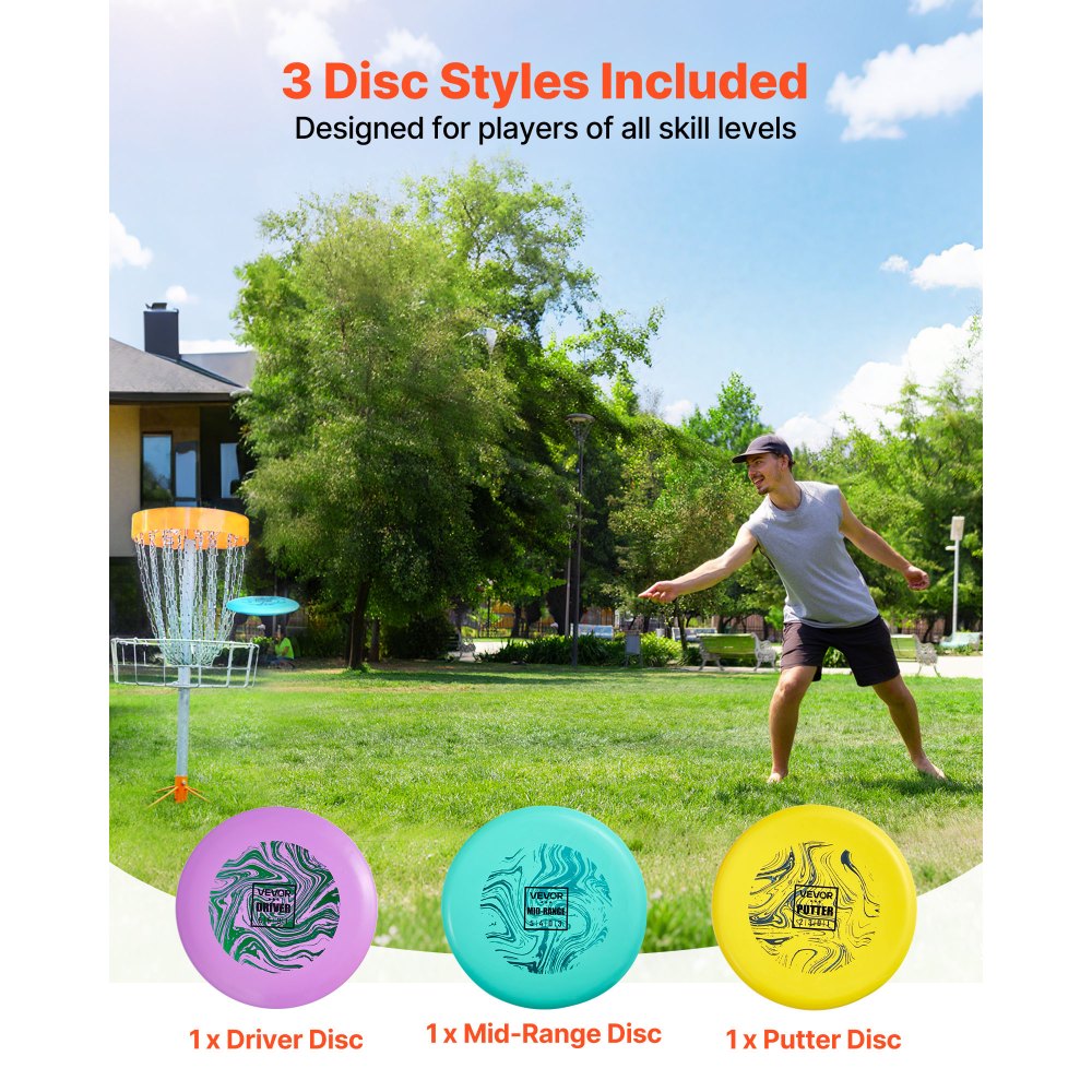 VEVOR Disc Golf Set, 3 Pack Disc Golf Starter Set, Beginners Flying Discs for Full-Body Strength Training, with Putter
