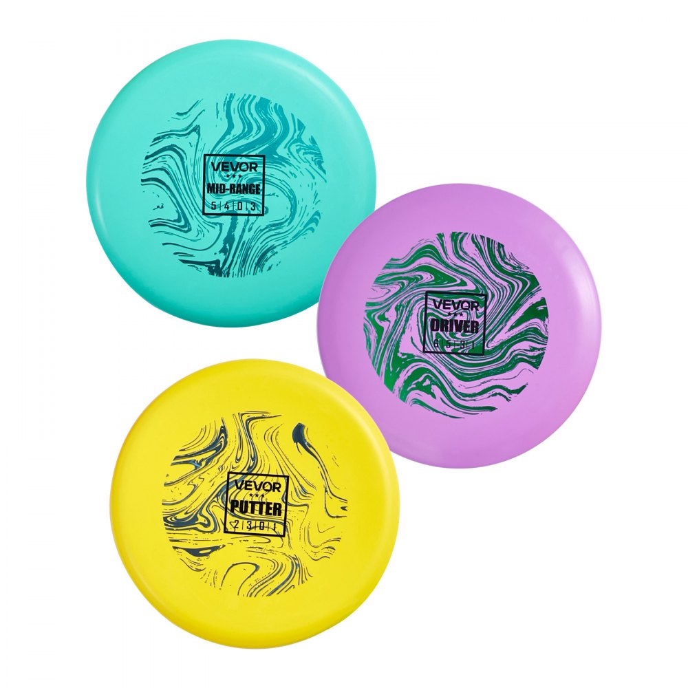 VEVOR Disc Golf Set, 3 Pack Disc Golf Starter Set, Beginners Flying Discs for Full-Body Strength Training, with Putter