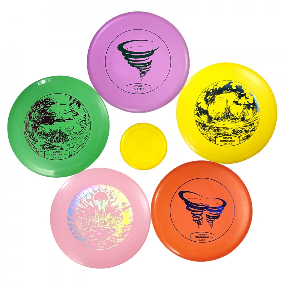 VEVOR Disc Golf Set, 5 PCS Beginners Flying Discs, Disc Golf Starter Set for Full-Body Strength Training, with Putter