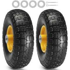 VEVOR Solid PU Run-Flat Tire Wheel, 10", 2-Pack, 400 lbs Dynamic Load, 450 lbs Static Load, Flat Free Tubeless Tires