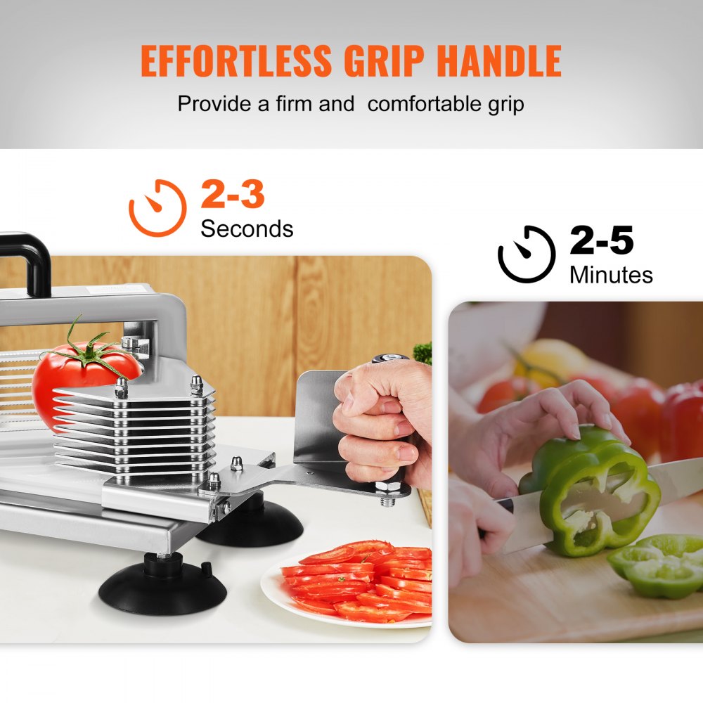 VEVOR Commercial Tomato Slicer, 1/4 inch Tomato Cutter Slicer, Stainless Steel Heavy Duty Tomato Slicer Machine, Manual