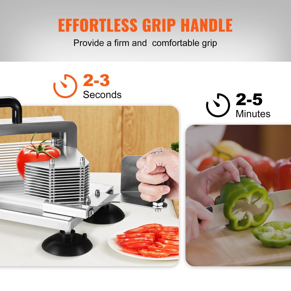 VEVOR Commercial Tomato Slicer, 3/16 inch Tomato Cutter Slicer, Stainless Steel Heavy Duty Tomato Slicer Machine