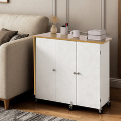 VEVOR Folding Sewing Table, Multipurpose Sewing Machine Table with Cabinet, Charging Station, Compact Design, Wheels