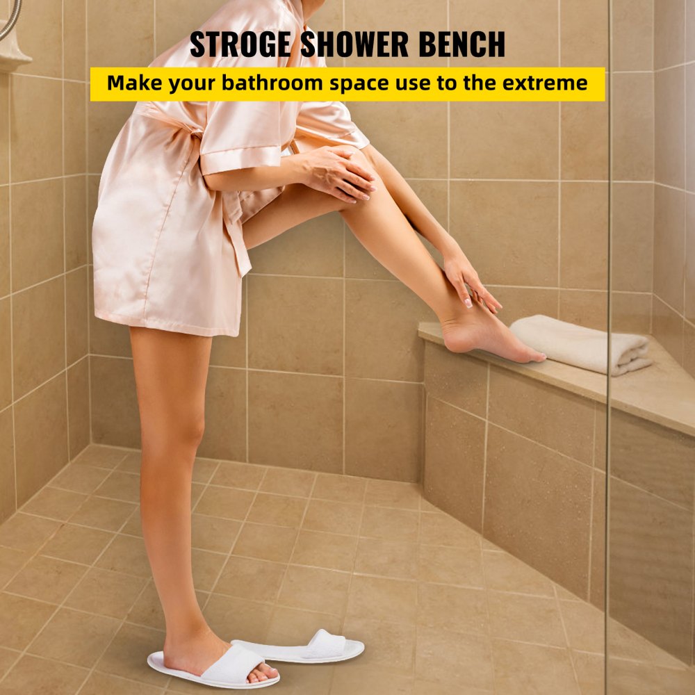 VEVOR Tile Shower Seat, 22.4" x 16" x 20" Ready to Tile Shower Seat, Factory Waterproof & 100% Leak Proof Tileable