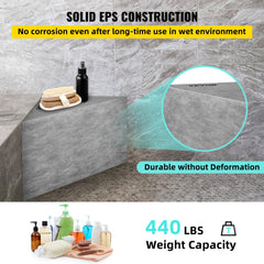 VEVOR Tile Shower Seat, 22.4" x 16" x 20" Ready to Tile Shower Seat, Factory Waterproof & 100% Leak Proof Tileable