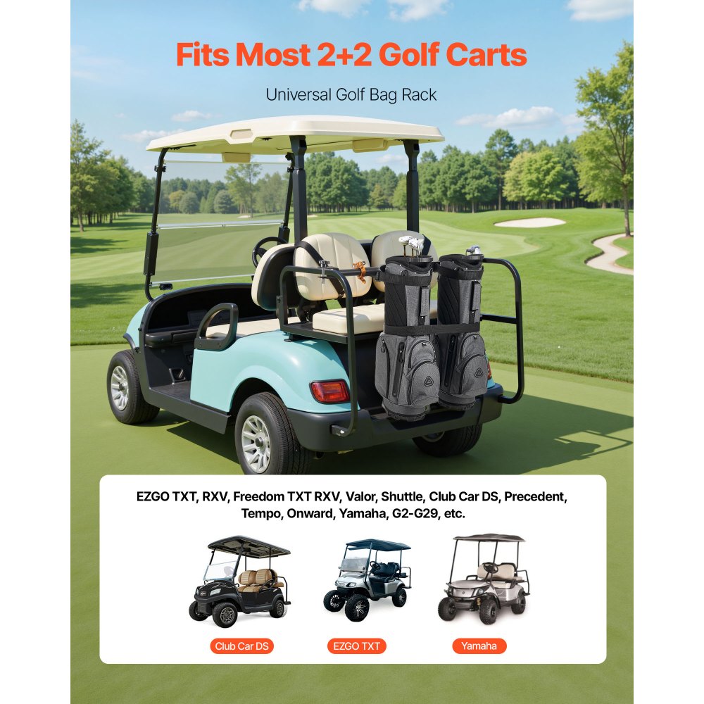 VEVOR Golf Cart Bag Holder, 53.9 x 7.7 x 2.4 Inch, Compatible with Most 2+2 Golf Cart Rear Seat with 1.2-Inch Square