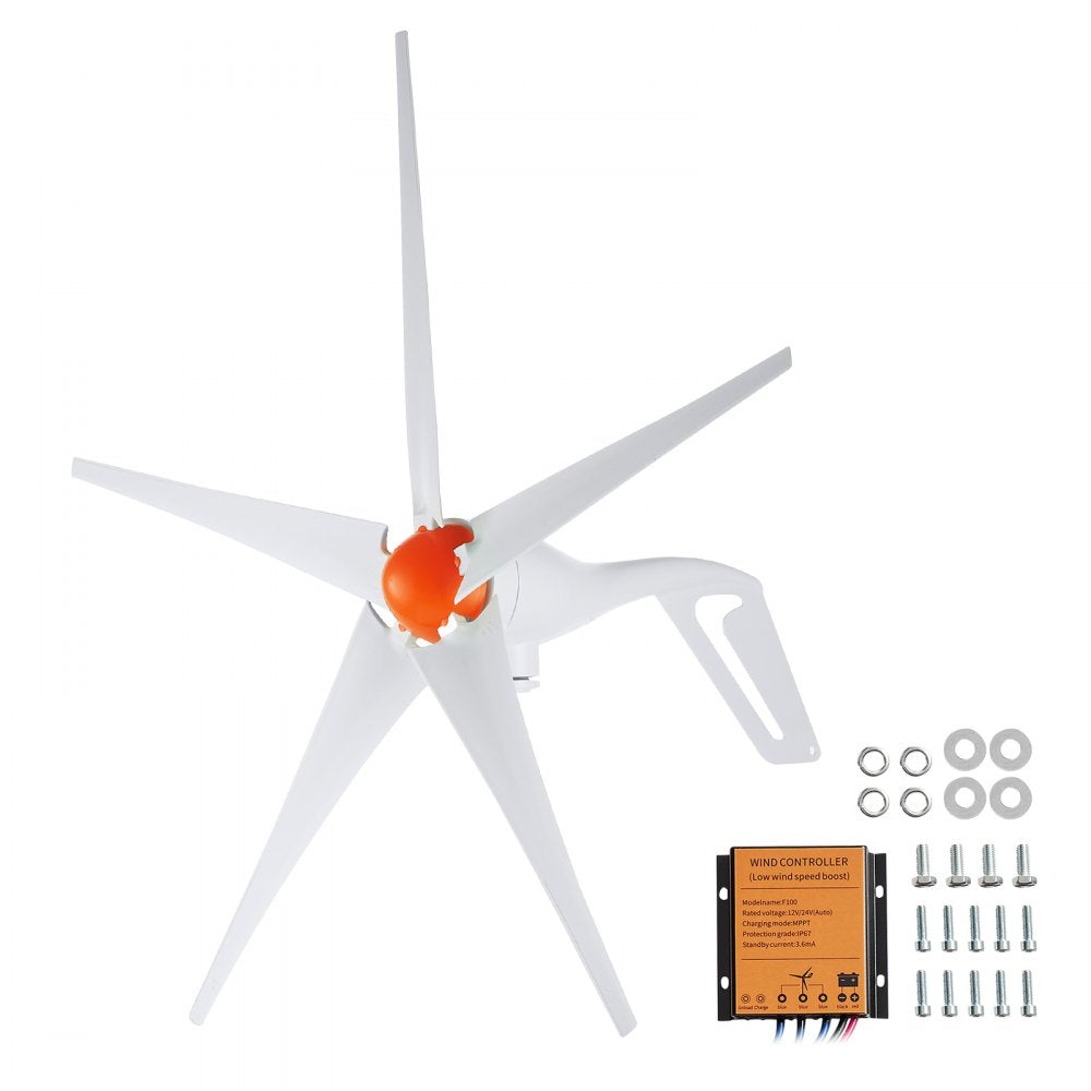 VEVOR 500W Wind Turbine Generator, 12V Wind Turbine Kit, 5-Blade Wind Power Generator with MPPT Controller, Adjustable