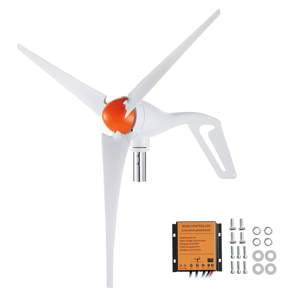 VEVOR 500W Wind Turbine Generator, 12V Wind Turbine Kit, 3-Blade Wind Power Generator with MPPT Controller, Adjustable
