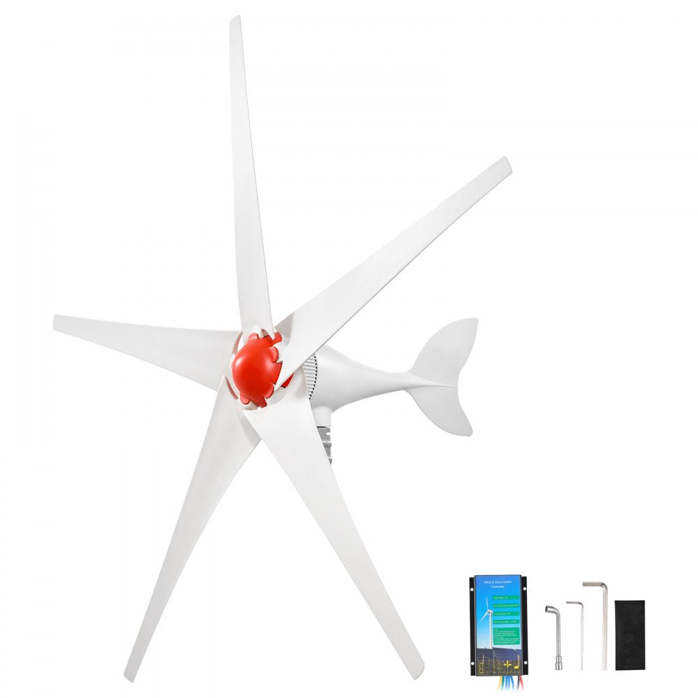 VEVOR 800W 12V Wind Turbine Generator, 5-Blade Wind Turbine Kit with Wind & Solar Hybrid Controller, Efficient 3-Phase
