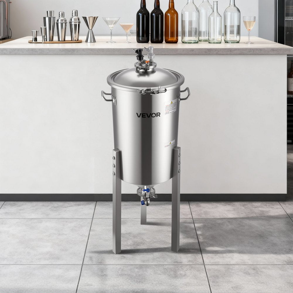 VEVOR Pressure Fermenter 15 PSI, 8 Gal/30L All-in-One Stainless Steel Conical Secondary Fermentation Bucket, for Wine