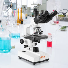 VEVOR Compound Trinocular Microscope, 40X-5000X Magnification Trinocular Compound Lab Microscope with Two-Layer