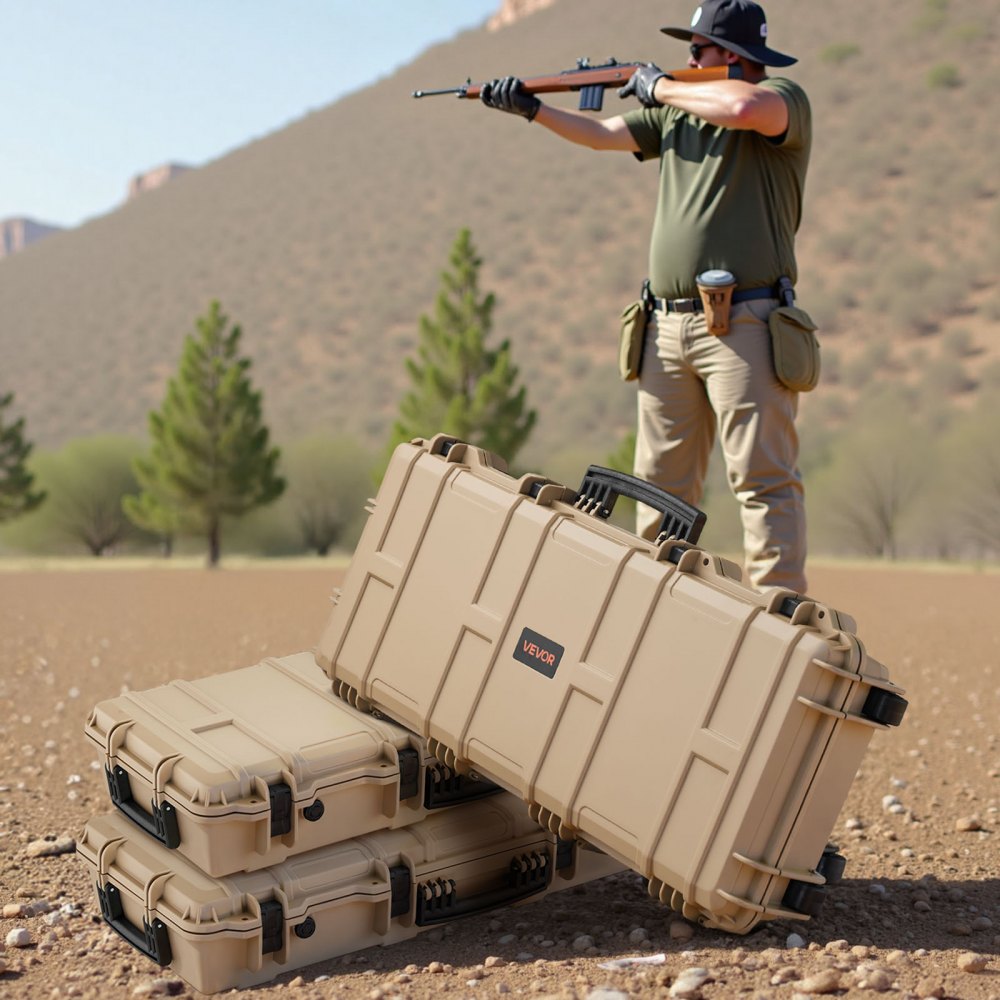 VEVOR Hard Rifle Case, Lockable Rifle Case with 4 Layers Pre-cut Foams, 36 in Gun Storage with Wheels, IP67 Waterproof