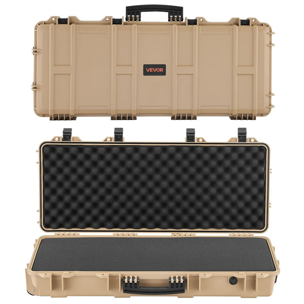 VEVOR Hard Rifle Case, Lockable Rifle Case with 4 Layers Pre-cut Foams, 36 in Gun Storage with Wheels, IP67 Waterproof