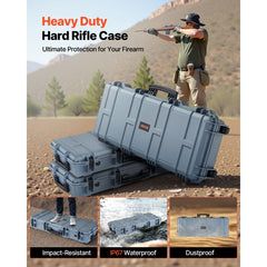 VEVOR Hard Rifle Case, Lockable Rifle Case with 4 Layers Pre-cut Foams, 36 in Gun Storage with Wheels, IP67 Waterproof