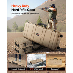 VEVOR Hard Rifle Case, Lockable Rifle Case with Pre-cut Foams, 40 in Gun Storage with Wheels, IP67 Waterproof &