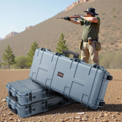 VEVOR Hard Rifle Case, Lockable Rifle Case with Pre-cut Foams, 42 in Movable Gun Storage with Wheels, IP67 Waterproof &