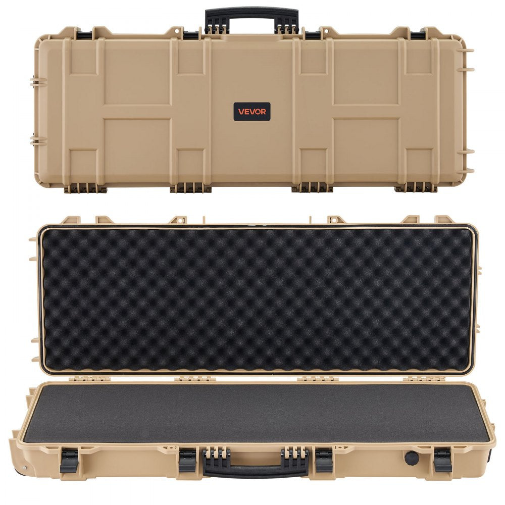 VEVOR Hard Rifle Case, Lockable Rifle Case with Pre-cut Foams, 42 in Movable Gun Storage with Wheels, IP67 Waterproof &