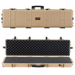 VEVOR Hard Rifle Case, Lockable Rifle Case with Pre-cut Foams, 50 in Movable Gun Storage with Wheels, IP67 Waterproof &