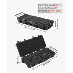 VEVOR Hard Rifle Case, Lockable Rifle Case with 4 Layers Pre-cut Foams, 36 in Gun Storage with Wheels, IP67 Waterproof