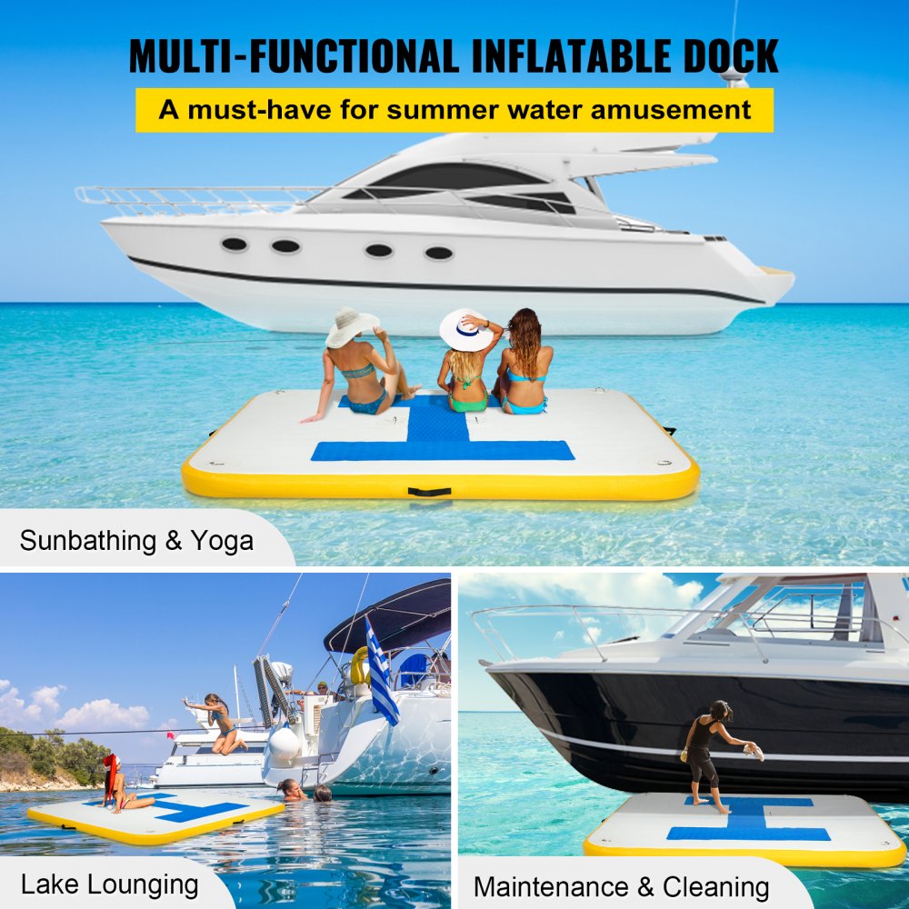 Inflatable Dock Platform, Inflatable Floating Dock 8x5 ft with Electric Air Pump - 8 x 5 ft
