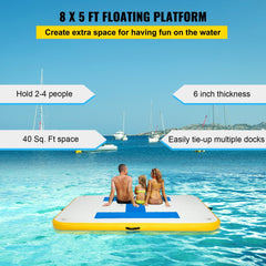 Inflatable Dock Platform, Inflatable Floating Dock 8x5 ft with Electric Air Pump - 8 x 5 ft