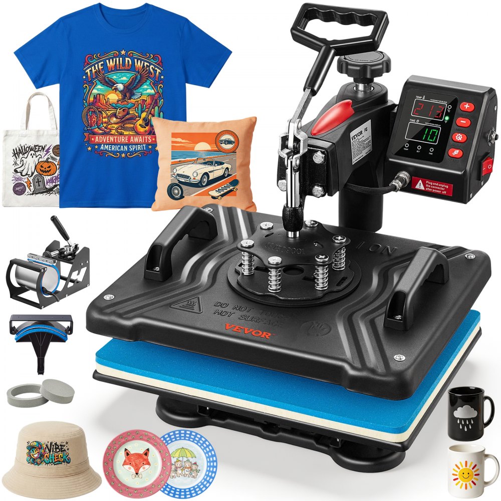 VEVOR Heat Press, 5 in 1 Heat Press 12x15 Machine Machine, Digital Precise Temperature Control, Clamshell Sublimation