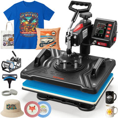 VEVOR Heat Press, 5 in 1 Heat Press 12x15 Machine Machine, Digital Precise Temperature Control, Clamshell Sublimation