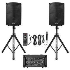 VEVOR Professional PA System, 800W Powered, Sound System Set with 6 Channel Mixer, Dual Speakers, Wireless Bluetooth