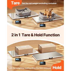 VEVOR Digital Postal Scale, 0.2 lbs Dual Accuracy, 1100 lbs Commercial Weight Scale with Hold/Tare Function & LCD