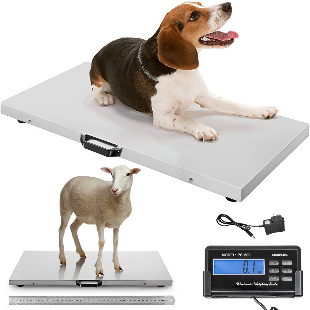 VEVOR Digital Postal Scale, 0.2 lbs Dual Accuracy, 1100 lbs Commercial Weight Scale with Hold/Tare Function & LCD