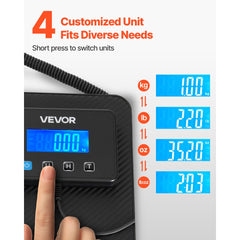 VEVOR Digital Postal Scale, 0.35 oz/3.5 oz Dual Accuracy, 440 lbs Commercial Weight Scale with Hold/Tare Function & LCD