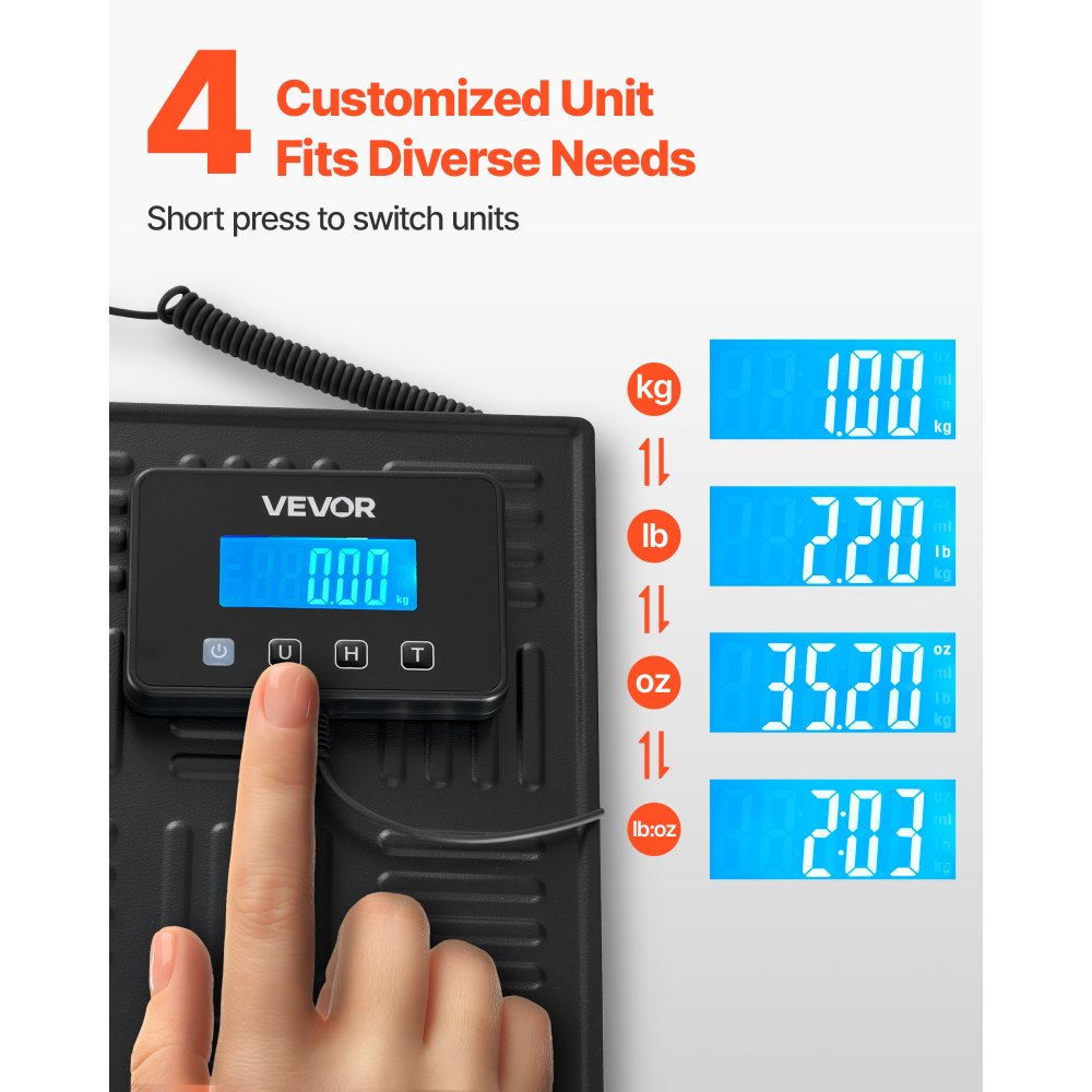 VEVOR Digital Postal Scale, 0.7 oz/3.5 oz Dual Accuracy, 660 lbs Commercial Weight Scale with Hold/Tare Function & LCD
