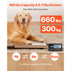 VEVOR Digital Shipping Scale, 0.1 lbs High Accuracy, 660 lbs Postal Scale with LCD Display, Hold/Tare Function & AC/DC