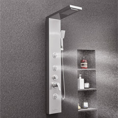 VEVOR Shower Panel Tower System with Rainfall Waterfall Shower Head, 53 in Brushed Stainless Steel Shower Column