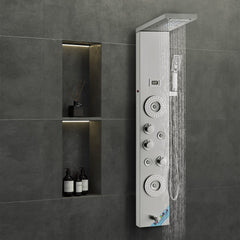 VEVOR Shower Panel System, 6 Shower Modes, LED & Display Shower Panel Tower, Rainfall, Waterfall, 4 Body Massage Jets