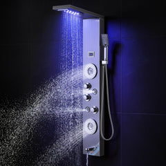 VEVOR Shower Panel System, 6 Shower Modes, LED & Display Shower Panel Tower, Rainfall, Waterfall, 4 Body Massage Jets