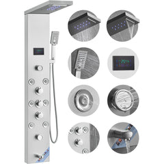 VEVOR Shower Panel System, 6 Shower Modes, LED & Screen Hydroelectricity Shower Panel Tower, Rainfall, Waterfall, 8
