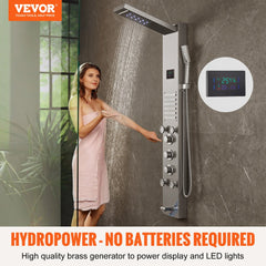 VEVOR Shower Panel System, 6 Shower Modes, LED & Screen Hydroelectricity Shower Panel Tower, Rainfall, Waterfall, 5