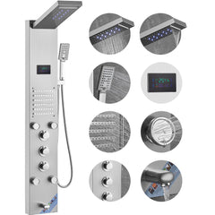 VEVOR Shower Panel System, 6 Shower Modes, LED & Screen Hydroelectricity Shower Panel Tower, Rainfall, Waterfall, 5