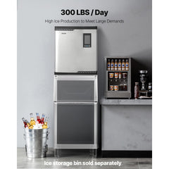 VEVOR Commercial Ice Maker Machine - Head, 300 Lbs/Day Stainless Steel Ice Machine with Scheduled Ice-Making