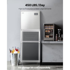 VEVOR Commercial Ice Maker Machine - Head, 450 Lbs/Day Stainless Steel Ice Machine with Scheduled Ice-Making