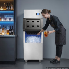 VEVOR Commercial Ice Maker Machine 560 Lbs/24H Ice-Making Stainless Steel, for Bar Cafe Restaurant Business, Ice Ready