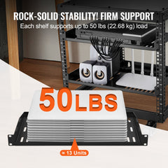 VEVOR 2PCS 1U Server Rack Shelf, 10"/254 mm Depth, 50 lbs Max Load Capacity Vented Cantilever or Wall Mount Rack Mount